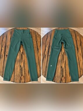 Lululemon Forest Green High Rise Leggings w/ Pockets Athletic Yoga